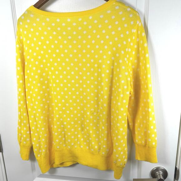 Pina Rossi Yellow White Polka Dots Button Down Cardigan Sweater Women’s XL - Picture 3 of 9